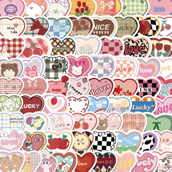 100PCS קריקטורה חמודה אוהב את הלב מדבקות Kawaii ממתקים צבעים מדבקות עיצוב אלבומים היומן מדבקות הספר משרד מכשירי כתיבה