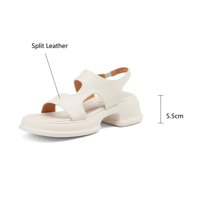 2023 חדש קיץ סנדלי עור מפוצל נעליים עגול הבוהן עקבים עבים פלטפורמת נעלי הרומית סנדלים לנשים בעבודת יד נשים סנדלים