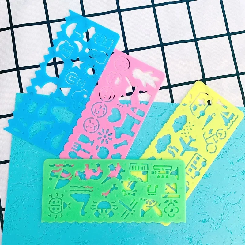 4Pcs/סט ממתקים צבע ציור תבנית שליט מתנה לקידום כתיבה סימניה ילד צעצוע שרטוט