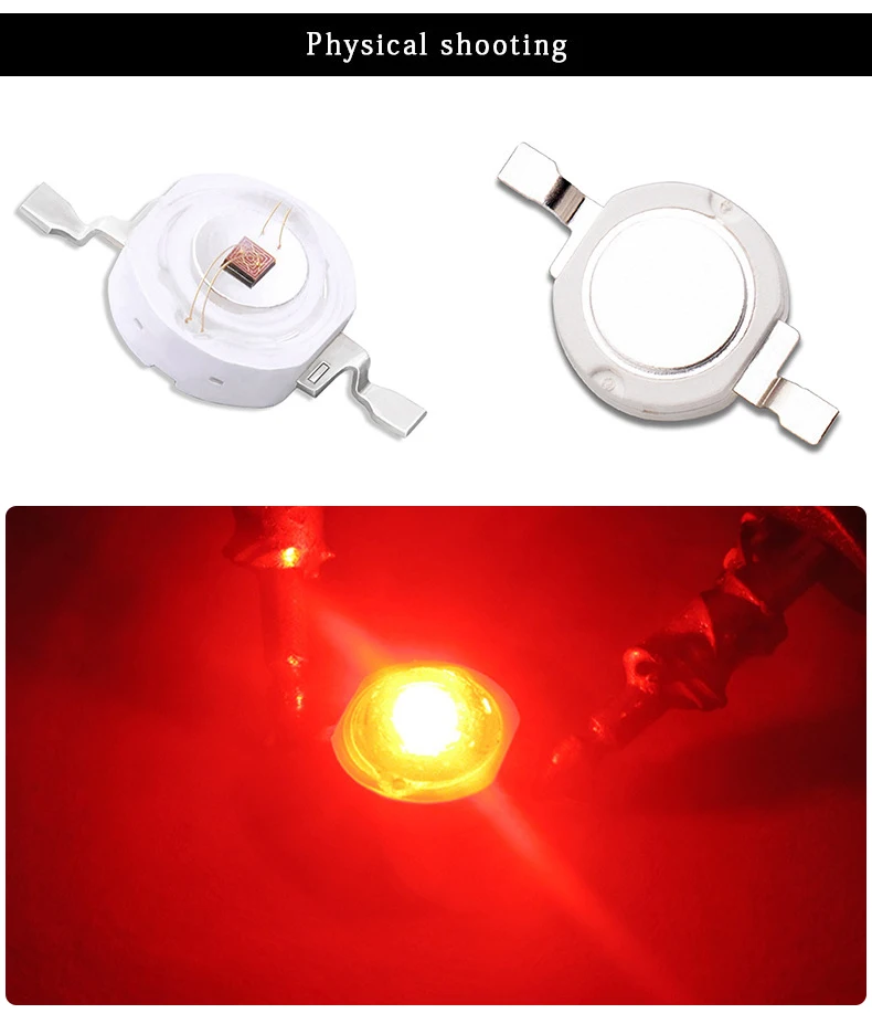 50pcs גבוה כוח LED 3W 1W 5W אור אדום (620-630nm) צמח אור מנורת LED שבב נורות מנורת SMD קלח דיודות לגדול אור חרוזים icpart