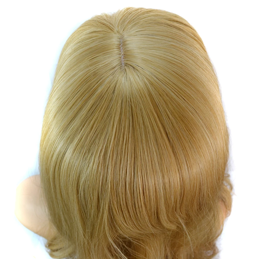 החלק האמצעי סינטטי גוף גל קו השיער הטבעי פאות עבור נשים עמיד בפני חום Cosplay מסיבה השתמש הזהב 80 ס 