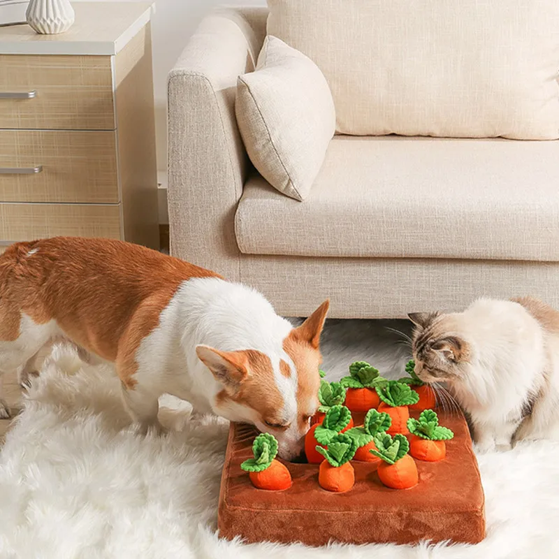 כלבים לרחרח מחצלת עבור חיית המחמד קטיפה גזר צעצוע מחצלות חדשני ויוקרתי ירקות שדה למשוך צנון גזר קטיפתי כלב צעצועים אינטראקטיביים