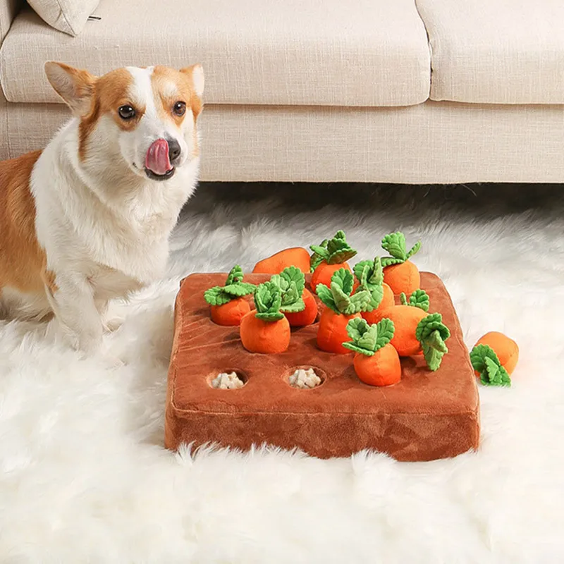 כלבים לרחרח מחצלת עבור חיית המחמד קטיפה גזר צעצוע מחצלות חדשני ויוקרתי ירקות שדה למשוך צנון גזר קטיפתי כלב צעצועים אינטראקטיביים