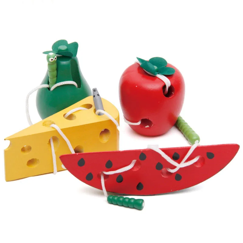 מונטסורי צעצוע התולעת לאכול פירות מעץ פאזל צעצוע של ילדים אצבעות גמיש הכשרה פיתול תולעת צעצועים חינוכיים לילדים מתנות