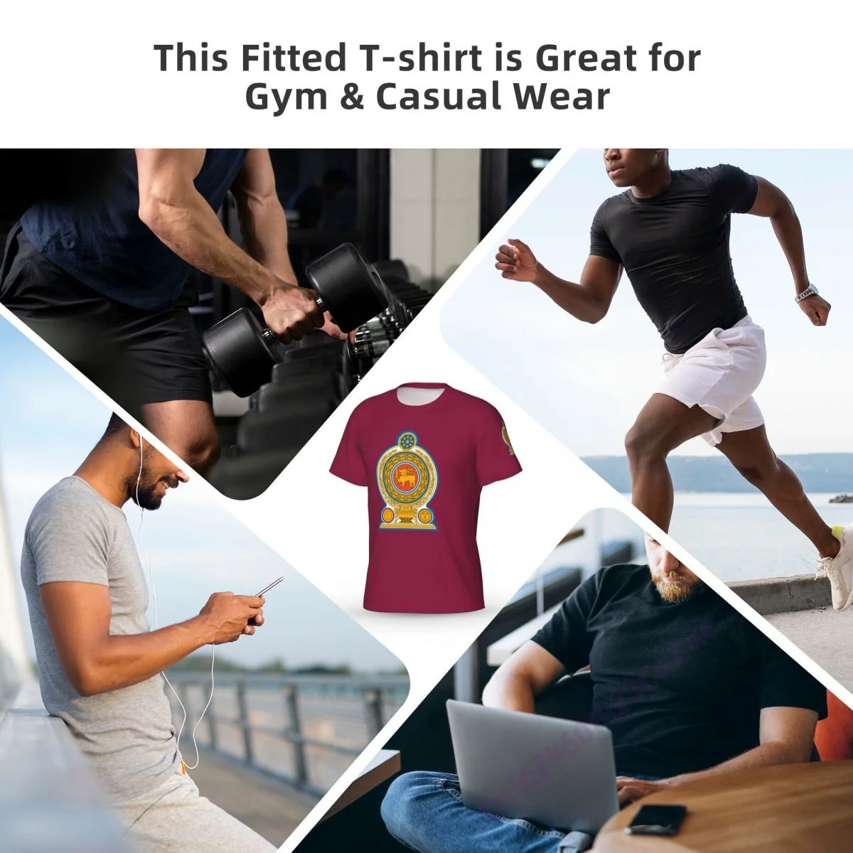 סרי לנקה דגל 3D טי-שירט גברים רצים ספורט רזה קצר חולצת טריקו זכר מכון כושר, פיתוח גוף, אימון מקסימום בגדים