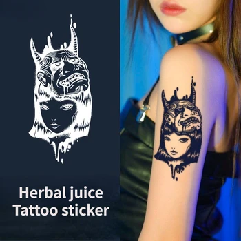 פראיאנה מסכת שטן מדבקות קעקוע נערה יפנית צמחים קעקועים פסטיבל עמיד למים Tatto פאנק אמנות קעקוע זמני סחורות זולות