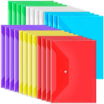 24Pack פלסטיק מעטפות עם סגר הצמד, פלסטיק קובץ תיקיות מסמכים A4 ברור מעטפות תיקיות,לתייק התיקים עמידים