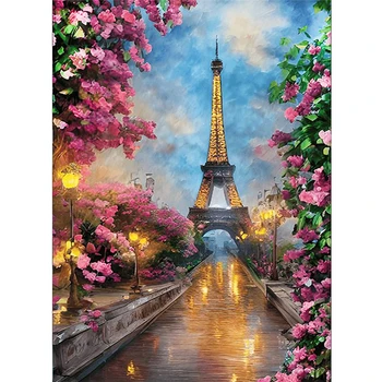 DIY יהלום ציור לחצות סטיץ פריז, מגדל אייפל זרם פסיפס נוף ערכת רקמה בעבודת יד מתנה לקישוט הבית.
