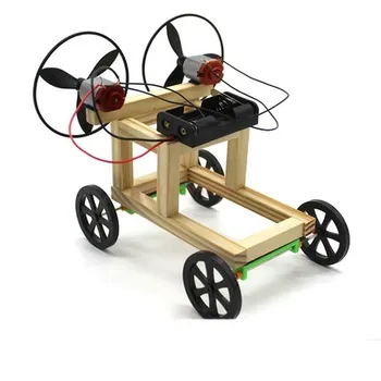 פיסיקה הוראה כפולה מדחף עץ טחנת הרוח-יד התאספו טכנולוגיית ייצור קטן קיטור המודל החינוכי צעצוע DIY