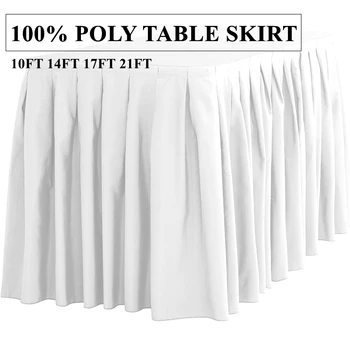 צבע לבן פוליאסטר אירועים שולחן חצאית מלבן המפה עוקפת עבור אירוע חתונה מסיבת מלון קישוט