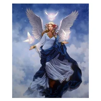 Diy מעגל ריינסטון רקמה יפה מלאך מספרים ילד-מלאך קישוט יהלומים רקמה פסיפס ציור מתנה