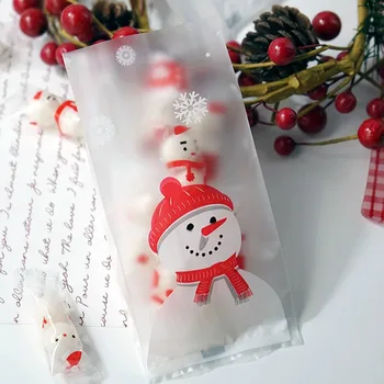 50Pcs חמוד שלג פלסטיק מתנה שקית ממתקים עוגיות אפייה שקית אריזה חג המולד שנה החדשה מסיבת חורף קישוט מתנה