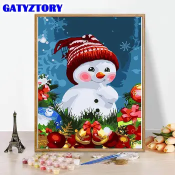 GATYZTORY Diy תמונות לפי מספר חמוד שלג אדם ערכות ציור על בד הציור על-ידי מספרים Handpainted אמנות מתנה עיצוב הבית
