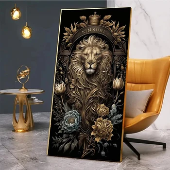 זהב אריה 5D יהלום ציור אוסף חדש 2023 חיה המלך DIY מלא עגול היהלום פסיפס רקמה קריסטל התמונה סטים אמנות