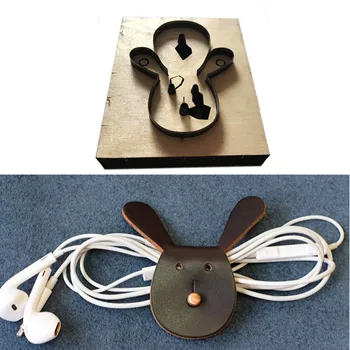 יפן להב פלדה עור ארנב אוזניות כבל אחסון הכבל בעל עור תבנית עבור DIY Leathercraft בעבודת יד מתנה