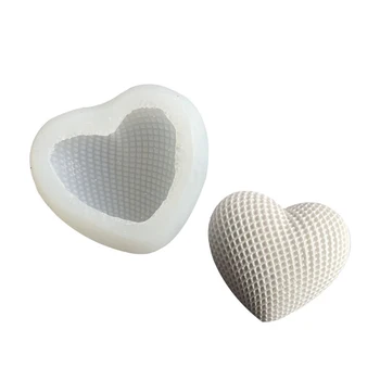 3D לב אהבה בצורת שרף תבניות, רשת תבניות סיליקון על הנר סבון ביצוע, ארוגים אוהב תבניות אפוקסי