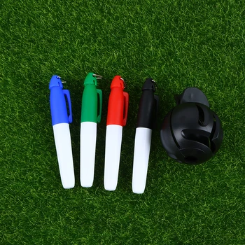 1Set כדור גולף קו ליינר טוש עם 4 סימון עטים תבנית יישור סימני כלי דו-צדדי סימון אביזרי ספורט