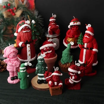 חג המולד סנטה קלאוס פסל נר עובש סיליקון חמוד חג המולד אבא בניחוח סבון כלי DIY חג עיצוב הבית טיח שרף מלאכת יד
