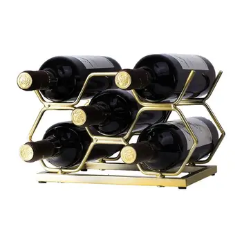 היינות מדף זהב בקבוק יין הקאדילק ואחסון 9-בקבוק מתכת יין בעל לעמוד עמיד אלגנטי מרחב תכנון חסכוני