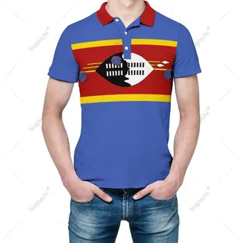 יוניסקס חולצת פולו Eswatini דגל 3D הדפסה אדם פולו, בגדי אופנה אימוניות שרוולים קצרים