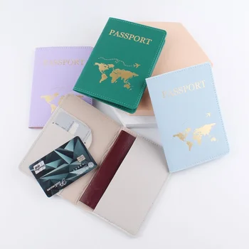 יוניסקס PU עור דרכון בעל מפת העולם דק דק נסיעות דרכון מגן כיסוי למקרה כרטיס אשראי של בעל כרטיס ארנק מתנה