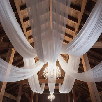 שמלת החתונה התקרה וילונות גג החופה עיצוב כורכת בד שיפון וילון צד טקס שלב קישוט זירת פריסה