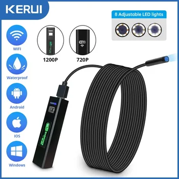 KERUI 1200P WiFi אנדוסקופ מצלמה עמיד למים בדיקה נחש מיני מצלמה USB בורסקופ עבור רכב עבור Iphone & אנדרואיד Smartphone