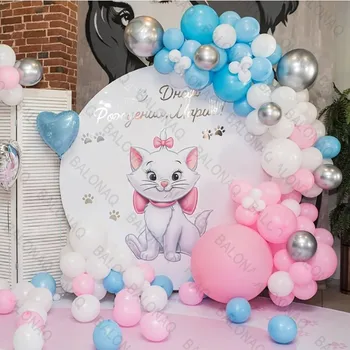 1Set כחול ורוד מארי חתול חד פעמיות ילדה יום הולדת שמח ציוד המפלגה לסכל את הבלון מקלחת תינוק דיסני חתולים בצמרת קישוט