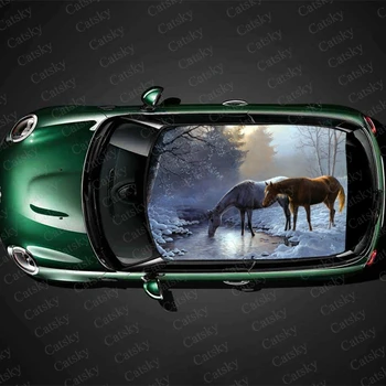 בעלי חיים בחורף סוס גג המכונית מדבקת קישוט סרט שטח המדבקה הוד מדבקות ויניל גרפי לעטוף רכב להגן אביזרים מתנה