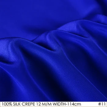משי קרפ דה CHINE 114cm רוחב 12momme/100% טבעי התות משי בד DIY מאט צבע נשים שמלת ערב כחול רויאל לא 11