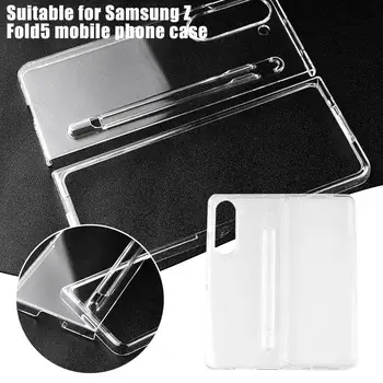 עבור Samsung Galaxy Z קיפול 5 שקוף מקרה טלפון משולב עם עט חריץ הקשיח במחשב מעטפת כיסוי מלא נגד שריטות מגן