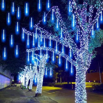 השמש 8 צינור מטאורים, גשם LED מחרוזת אורות עץ חג המולד קישוטים חיצוניים רחוב Led גרלנד השנה החדשה Navidad חדש