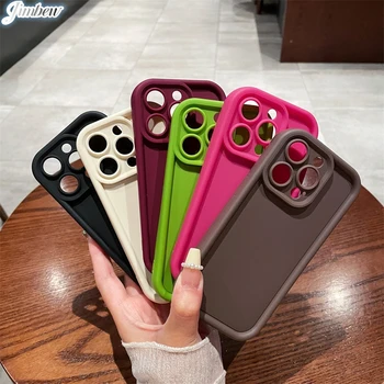 אופנה חדשה צבע ממתקים טלפון סיליקון קייס לאייפון 15 14 Pro מקס 13 12 11 Pro מקס רגיל רך חלבית Shockproof פגוש כיסוי