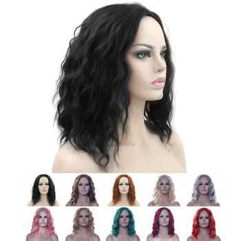 10 צבעים שיער סינטטי Cosplay פאת אפרו קינקי מתולתל קצר פאה מסיבה פאות שיער לנשים