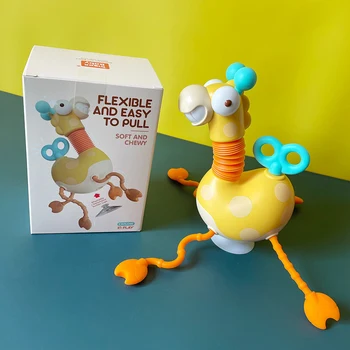 חמוד, ג 'ירפה, חיות מודל צעצועי התינוק ג' ירפה פופ צינורות סיליקון למשוך בחוטים פעילות צעצוע מתנות עבור בנים ובנות תינוקות, תינוקות