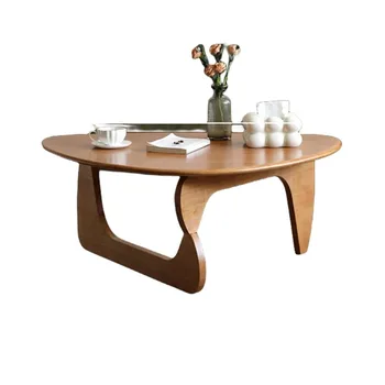 רטרו, וינטג ' משולש קפה שולחן אמצע המאה מודרני ספה שולחן הסלון רהיטים מעץ מלא, בסיס עץ העליונה.