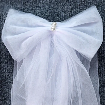 חתונה לבנה הינומה קשת ורצוף מתוק הכלה קצר קטן הרעלה צילום סטודיו השמלה אבזר שיער