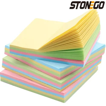 STONEGO ססגוניות Memo Pad מדבקת נייר משרד מכשירי כתיבה-100 עמודים בכיס פנקס פתקיות דביקות