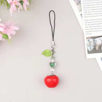 מתוק מדומה עגבניות הטלפון מים חמוד פירות טלפון סלולרי רצועה מחזיק מפתחות עבור בנות הסלולר שרשרת אביזרים