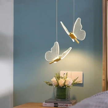 LED אורות תליון פרפר נורדי תאורה פנימית מודרנית תליית מנורה בסלון עיצוב מנורת תקרה השעיה Luminaire