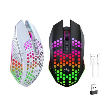 Wireless Gaming Mouse RGB קל חלת דבש אלחוט 2.4 GHz 1600DPI נטענת זוהר נושם עבור מחשב נייד Dropship