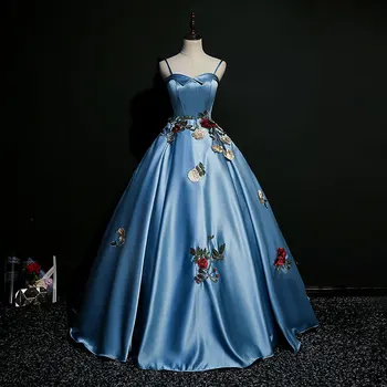 אלגנטי, שמלת נשף נשים הטקס שמלות סאטן אפליקציות נשף מסיבת יום הולדת שמלות רשמית Vestido De Noche גלימות דה לנשף