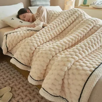 קטיפה סתיו חורף חם לישון שמיכה רכה נוח פלנל, שמיכות צמר על מיטה חמימה לעבות שמיכה חמה חיות מחמד לילדים