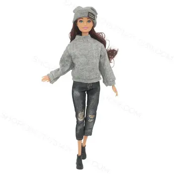 1 הסט החדש בובה אביזרים לילדים מתנת צעצוע בובות מכנסיים מזדמנים ללבוש כובעי חורף ללבוש סוודרים לילדה בגדים
