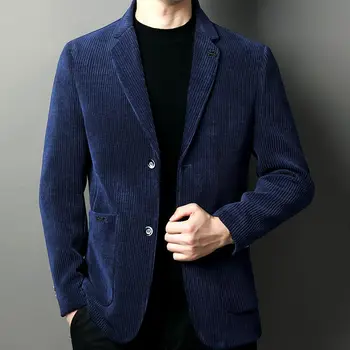 איכות גבוהה קורדרוי בלייזר גברים מזדמנים איש העסקים ג 'נטלמן קוריאני אופנה סתיו חורף ז' קט שחור צהוב כחול