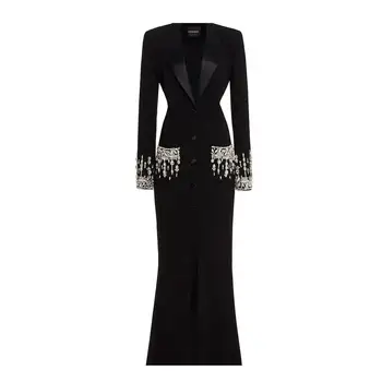 דובאי-קו מסולסלים צוואר שמלה לנשף באורך רצפת מלא שרוולים ערב קיץ אלגנטי שמלה למסיבת לנשים 2024