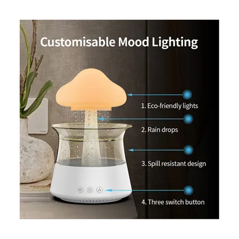 ענן גשם מכשיר אדים USB, תאורה עבור חדר במשרד AromaDiffuser טיפת מים הצליל עם שלט רחוק מכשיר אדים-A