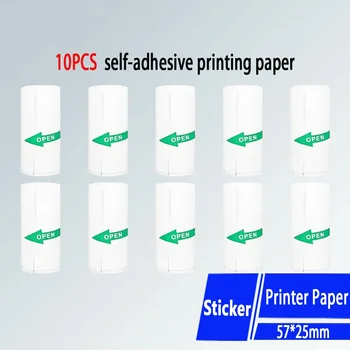 10 לחמניות מיני המדפסת תווית מדבקה 57x25MM עצמית דבק נייר תרמי תווית נייר למדפסת ילדים המצלמה מיידי ניירות הדפסה