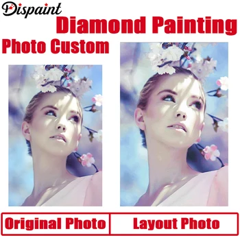 Dispaint תמונה מותאמת אישית יהלום ציור לחצות סטיץ מלא מרובע/עגול ריינסטון DIY יהלום 3D יהלום רקמה מתנה למכירה
