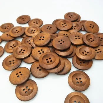 חם למכור 50pc 4 חורים עגולים עץ תופרת כפתורים 25mm תבנית עץ טבעי תפירה עץ מלאכה דקורטיביים 5BB5555